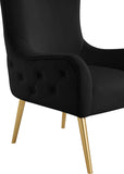 Alexander Contemporary Velvet Accent Chair with Gold Metal Legs and Deep Button Tufting Design