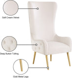 Alexander Contemporary Velvet Accent Chair with Gold Metal Legs and Deep Button Tufting Design