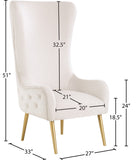 Alexander Contemporary Velvet Accent Chair with Gold Metal Legs and Deep Button Tufting Design