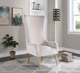 Alexander Contemporary Velvet Accent Chair with Gold Metal Legs and Deep Button Tufting Design