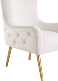 Alexander Contemporary Velvet Accent Chair with Gold Metal Legs and Deep Button Tufting Design