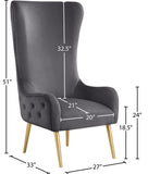 Alexander Contemporary Velvet Accent Chair with Gold Metal Legs and Deep Button Tufting Design