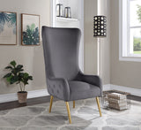 Alexander Contemporary Velvet Accent Chair with Gold Metal Legs and Deep Button Tufting Design
