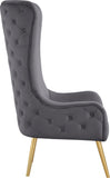 Alexander Contemporary Velvet Accent Chair with Gold Metal Legs and Deep Button Tufting Design