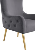 Alexander Contemporary Velvet Accent Chair with Gold Metal Legs and Deep Button Tufting Design