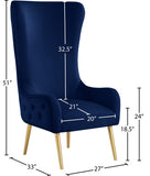 Alexander Contemporary Velvet Accent Chair with Gold Metal Legs and Deep Button Tufting Design