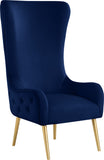 Alexander Contemporary Velvet Accent Chair with Gold Metal Legs and Deep Button Tufting Design