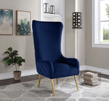 Alexander Contemporary Velvet Accent Chair with Gold Metal Legs and Deep Button Tufting Design