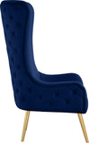 Alexander Contemporary Velvet Accent Chair with Gold Metal Legs and Deep Button Tufting Design