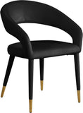 Destiny Contemporary Dining Chair with Rounded Back and Gold-Tipped Legs for Elegant Dining Experience