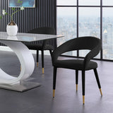 Destiny Contemporary Dining Chair with Rounded Back and Gold-Tipped Legs for Elegant Dining Experience