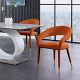 Destiny Contemporary Dining Chair with Rounded Back and Gold-Tipped Legs for Elegant Dining Experience