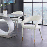 Destiny Contemporary Dining Chair with Rounded Back and Gold-Tipped Legs for Elegant Dining Experience