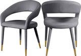 Destiny Contemporary Dining Chair with Rounded Back and Gold-Tipped Legs for Elegant Dining Experience