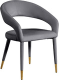 Destiny Contemporary Dining Chair with Rounded Back and Gold-Tipped Legs for Elegant Dining Experience