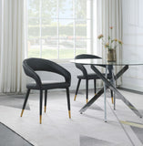 Destiny Contemporary Dining Chair with Elegant Gold-Tipped Legs and Chic Rounded Back Comfort