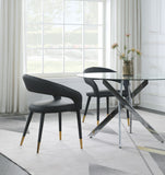 Destiny Contemporary Dining Chair with Elegant Gold-Tipped Legs and Chic Rounded Back Comfort