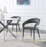 Destiny Contemporary Dining Chair with Elegant Gold-Tipped Legs and Chic Rounded Back Comfort