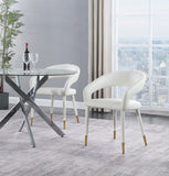 Destiny Contemporary Dining Chair with Elegant Gold-Tipped Legs and Chic Rounded Back Comfort