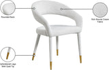 Destiny Contemporary Dining Chair in Cream Boucle Fabric with Elegant Gold Tipped Legs and Comfort