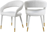 Destiny Contemporary Dining Chair in Cream Boucle Fabric with Elegant Gold Tipped Legs and Comfort