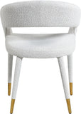 Destiny Contemporary Dining Chair in Cream Boucle Fabric with Elegant Gold Tipped Legs and Comfort