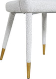 Destiny Contemporary Dining Chair in Cream Boucle Fabric with Elegant Gold Tipped Legs and Comfort