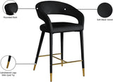 Destiny Contemporary Stool - Luxurious Velvet Upholstery with Elegant Gold Tipped Legs for Comfort