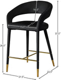 Destiny Contemporary Stool - Luxurious Velvet Upholstery with Elegant Gold Tipped Legs for Comfort