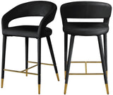 Destiny Contemporary Stool - Luxurious Velvet Upholstery with Elegant Gold Tipped Legs for Comfort