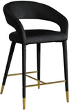 Destiny Contemporary Stool - Luxurious Velvet Upholstery with Elegant Gold Tipped Legs for Comfort