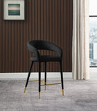 Destiny Contemporary Stool - Luxurious Velvet Upholstery with Elegant Gold Tipped Legs for Comfort