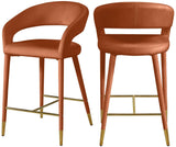 Destiny Contemporary Stool - Luxurious Velvet Upholstery with Elegant Gold Tipped Legs for Comfort