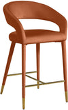 Destiny Contemporary Stool - Luxurious Velvet Upholstery with Elegant Gold Tipped Legs for Comfort