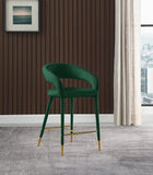 Destiny Contemporary Stool - Luxurious Velvet Upholstery with Elegant Gold Tipped Legs for Comfort