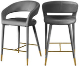Destiny Contemporary Stool - Luxurious Velvet Upholstery with Elegant Gold Tipped Legs for Comfort