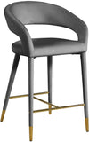 Destiny Contemporary Stool - Luxurious Velvet Upholstery with Elegant Gold Tipped Legs for Comfort