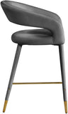 Destiny Contemporary Stool - Luxurious Velvet Upholstery with Elegant Gold Tipped Legs for Comfort