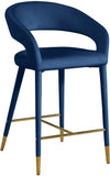 Destiny Contemporary Stool - Luxurious Velvet Upholstery with Elegant Gold Tipped Legs for Comfort