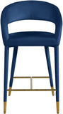 Destiny Contemporary Stool - Luxurious Velvet Upholstery with Elegant Gold Tipped Legs for Comfort