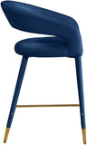 Destiny Contemporary Stool - Luxurious Velvet Upholstery with Elegant Gold Tipped Legs for Comfort