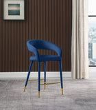 Destiny Contemporary Stool - Luxurious Velvet Upholstery with Elegant Gold Tipped Legs for Comfort
