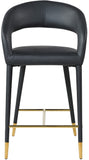 Destiny Contemporary Stool with Rounded Back and Gold-Tipped Legs for Elegant Dining Experience