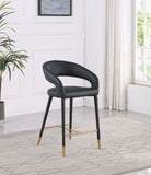 Destiny Contemporary Stool with Rounded Back and Gold-Tipped Legs for Elegant Dining Experience