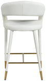 Destiny Contemporary Stool with Rounded Back and Gold-Tipped Legs for Elegant Dining Experience