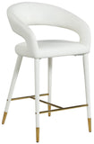 Destiny Contemporary Stool with Rounded Back and Gold-Tipped Legs for Elegant Dining Experience