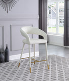 Destiny Contemporary Stool with Rounded Back and Gold-Tipped Legs for Elegant Dining Experience