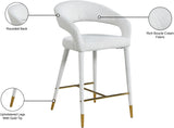 Destiny Cream Boucle Fabric Stool with Elegant Gold Tipped Legs for Contemporary Dining Spaces