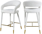 Destiny Cream Boucle Fabric Stool with Elegant Gold Tipped Legs for Contemporary Dining Spaces