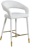 Destiny Cream Boucle Fabric Stool with Elegant Gold Tipped Legs for Contemporary Dining Spaces